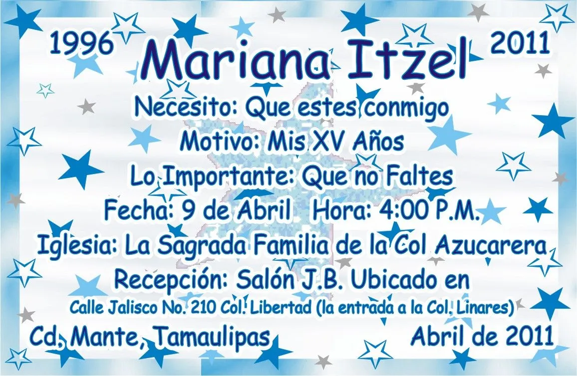 IMPRESIONES MARNEL CD MANTE: INVITACION XV AÑOS ESTRELLAS IMPRESIONES MARNEL CD MANTE: INVITACION XV AÑOS ESTRELLAS