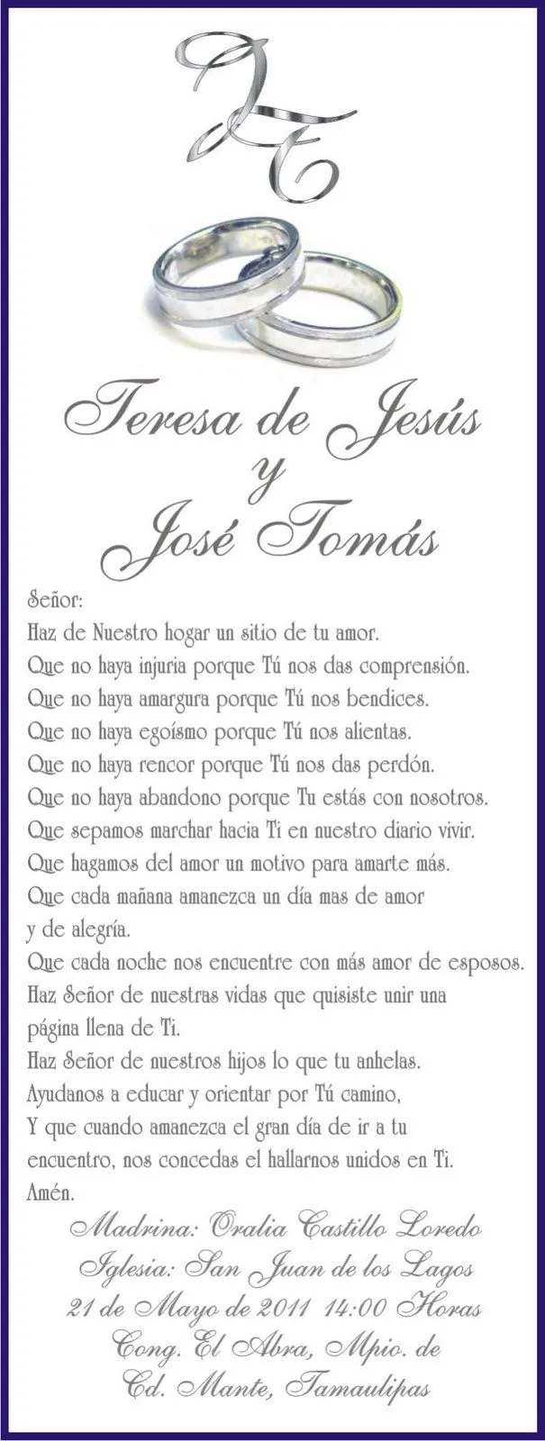 oraciones para invitaciones de boda
