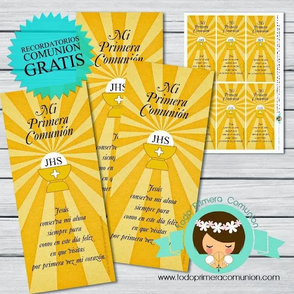 Imprimible Gratis: Recordatorio para Comunión » Todo Primera Comunión
