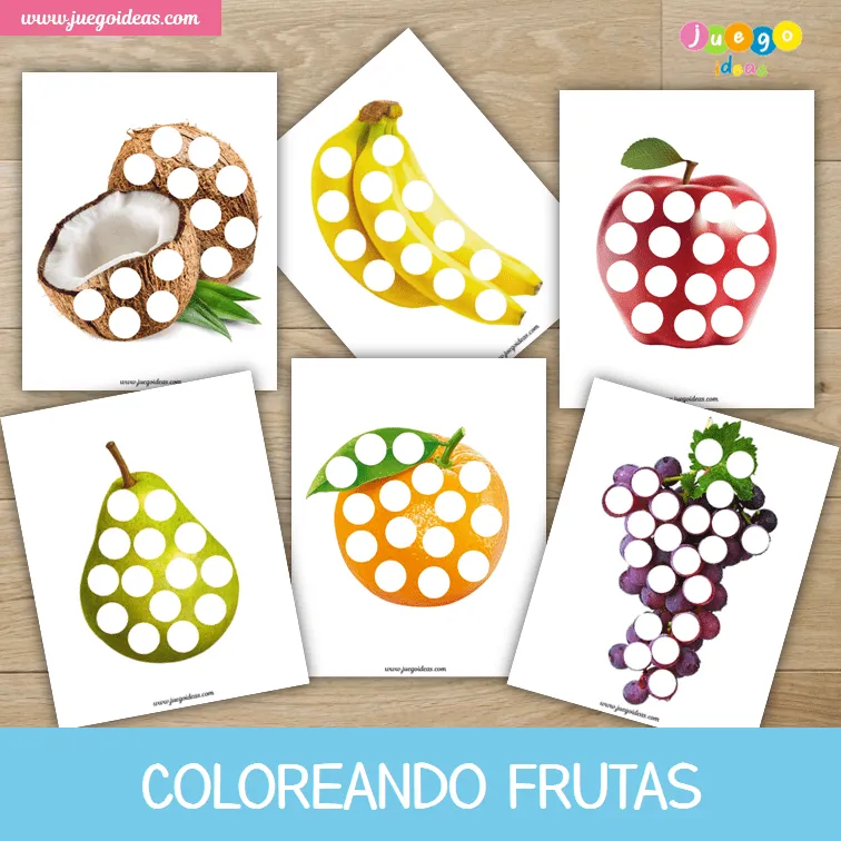 Imprimible gratuito: Coloreando frutas (2 años a más) - JuegoIdeas .com