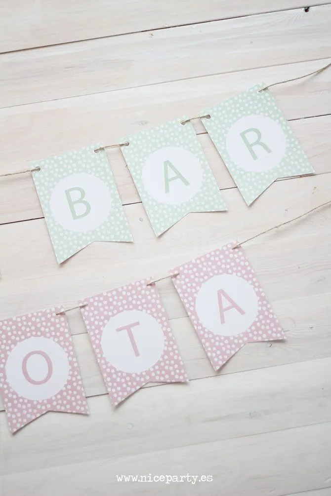 Imprimible gratuito: Guirnalda de banderines con letras Imprimible gratuito: Guirnalda de banderines con letras
