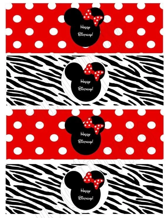 Imprimibles de Minnie Mouse en fondo rojo con lunares blancos y en ...