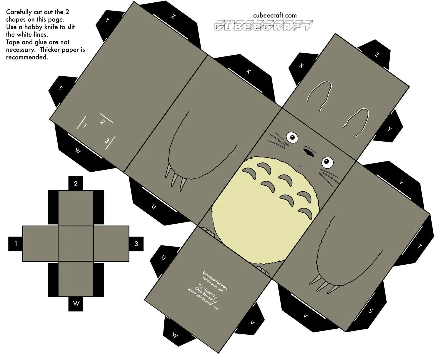 Imprimibles: Papercraft Totoro - El invernadero creativo | Papel en 3d,  Cubecraft, Totoro