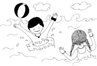 Dibujos para imprimir y colorear: Dibujo de niños jugando con una ... Dibujos para imprimir y colorear: Dibujo de niños jugando con una ...