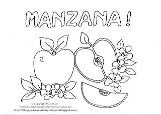  para imprimir y colorear gratis para niños: Dibujo de manzanas para ...