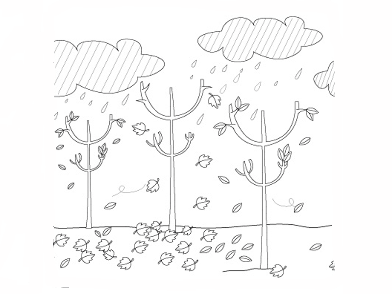 Imprimir dibujos para colorear : Lluvia en otoño