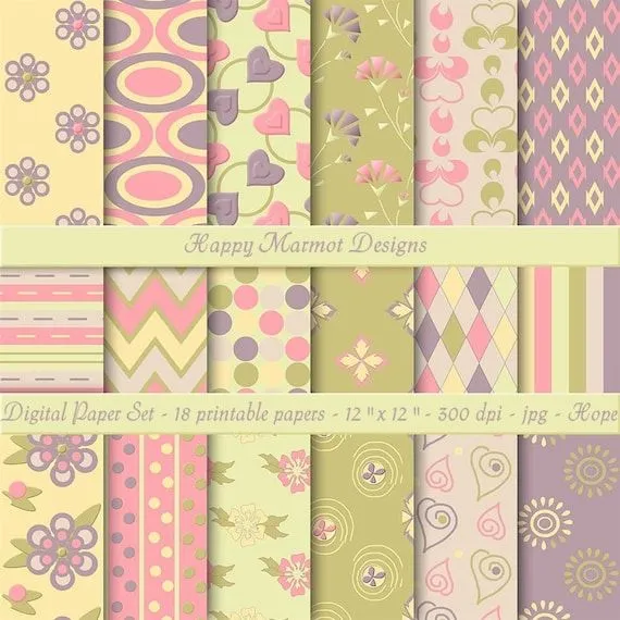 Para imprimir papel Digital Scrapbook Set por HappyMarmotDesigns Para imprimir papel Digital Scrapbook Set por HappyMarmotDesigns