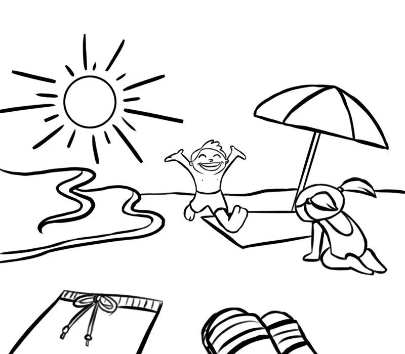 Imprimir: Playa en vacaciones: Dibujos para colorear Imprimir: Playa en vacaciones: Dibujos para colorear
