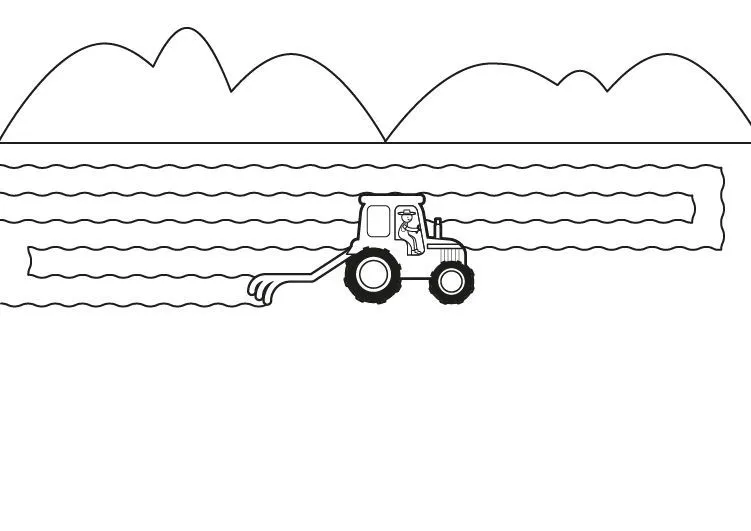 Imprimir: Tractor arando: dibujo para colorear e imprimir