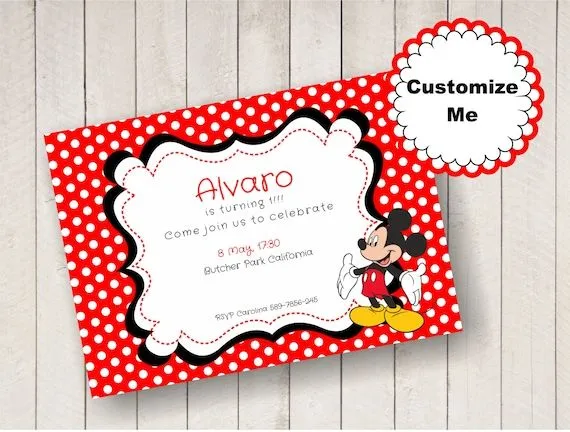 2 inch EDITABLE Cupcake Toppers de MICKEY MOUSE por BSNPartyArt 2 inch EDITABLE Cupcake Toppers de MICKEY MOUSE por BSNPartyArt