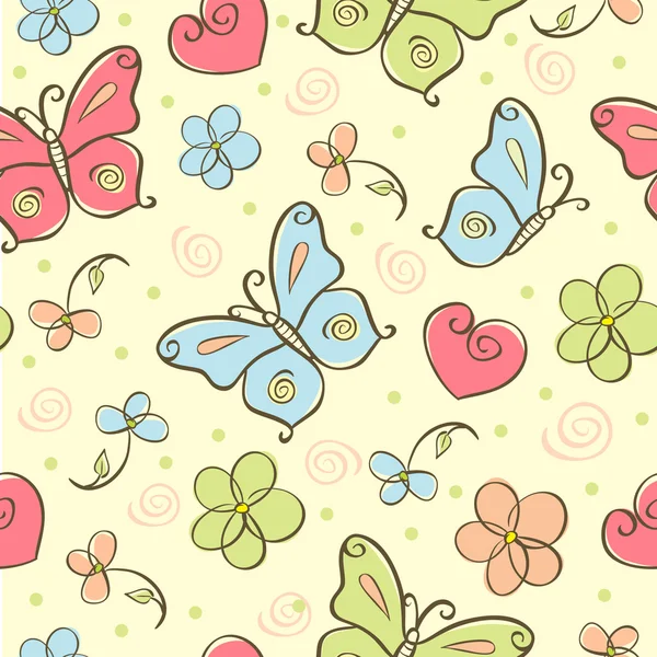 Inconsútil lindo fondo con mariposa — Vector stock © ColorValley ...