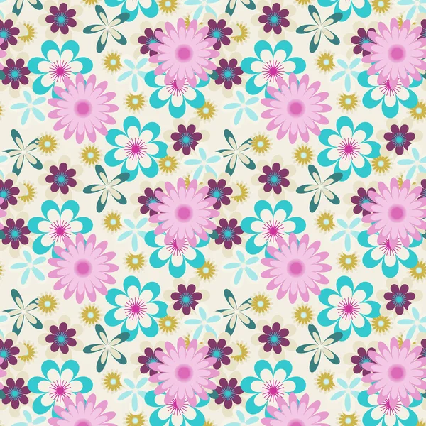 Inconsútiles rosa flores azules sobre fondo blanco — Vector stock ...