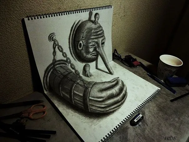 Increíbles Dibujos 3D Hechos a Lápiz por Nagai Hideyuki - Portal ...