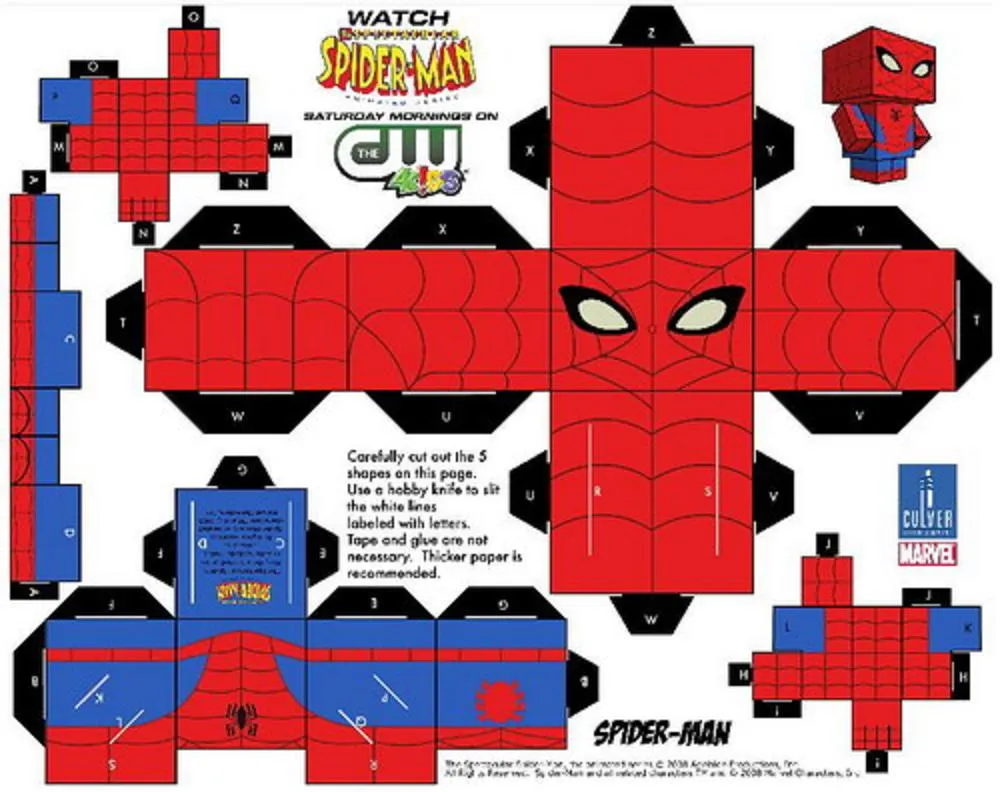 PASO A PASO CON JEANNINE: SPIDERMAN CUBO PARA IMPRIMIR Y ARMAR PASO A PASO CON JEANNINE: SPIDERMAN CUBO PARA IMPRIMIR Y ARMAR