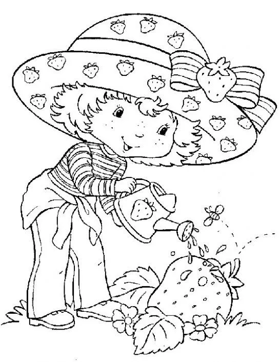Dibujo de Rosita Fresita en el jardín. Dibujo para colorear de ... Dibujo de Rosita Fresita en el jardín. Dibujo para colorear de ...