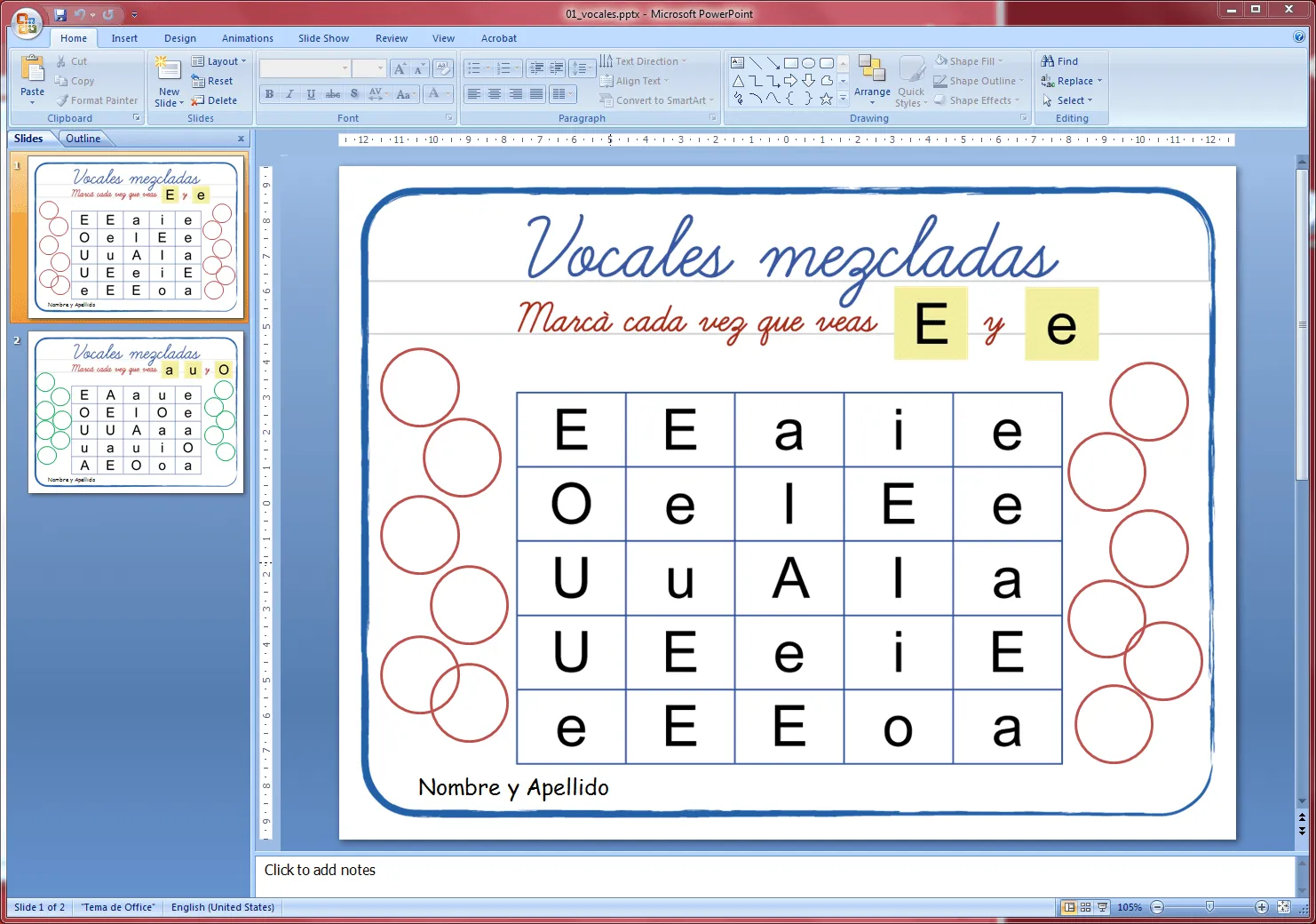 Informática para niños: 1º | Vocales en Power Point Informática para niños: 1º | Vocales en Power Point