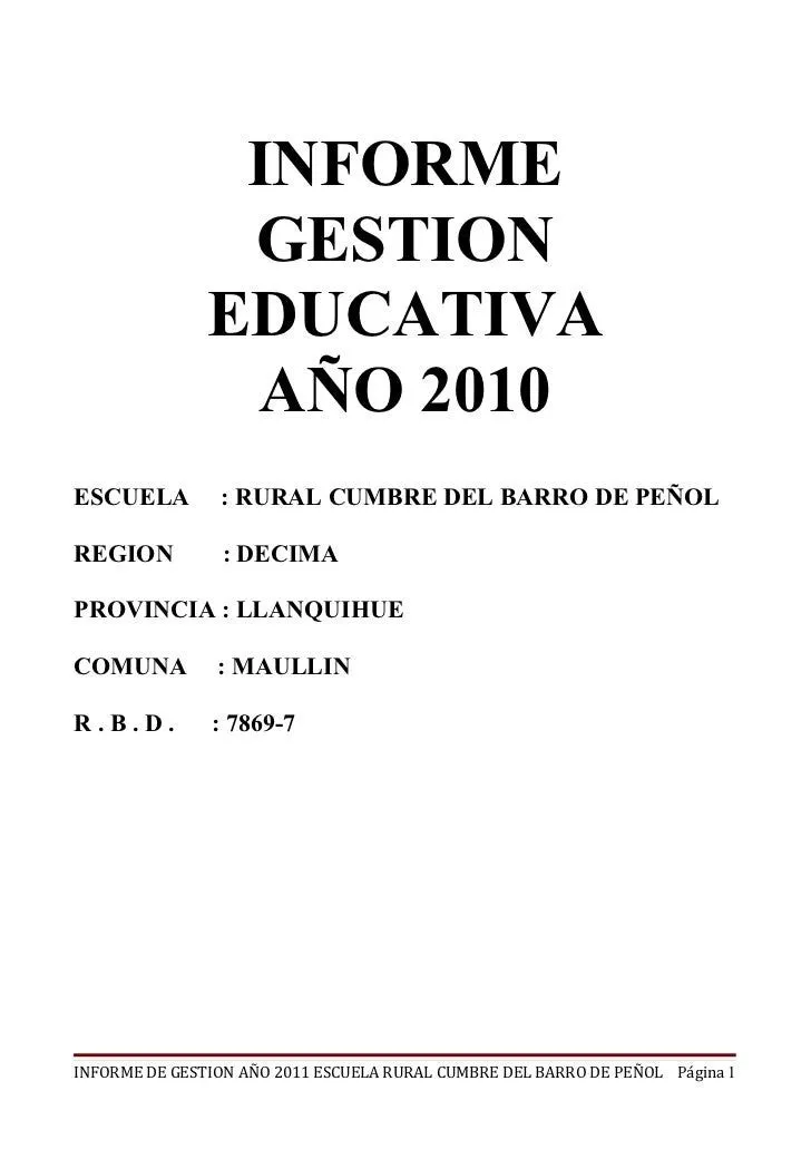 Informe gestion educativa 2010