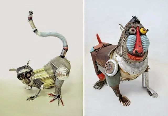 Ingeniosas esculturas de animales con materiales reciclados ...