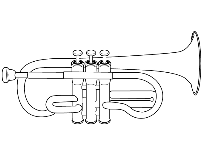 Trompeta para colorear infantil - Imagui