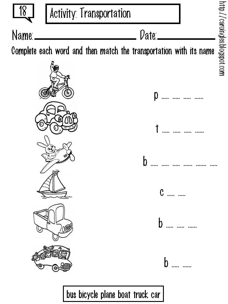 INGLES PARA NIÑOS (FICHAS): Means of transportation INGLES PARA NIÑOS (FICHAS): Means of transportation