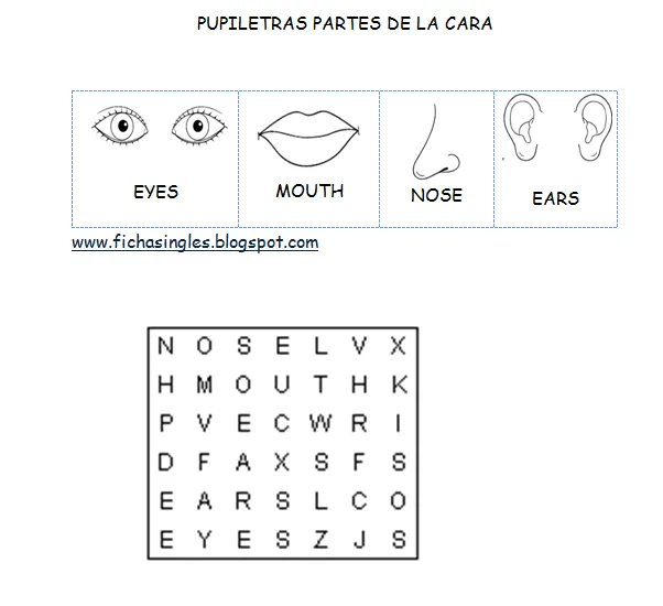 INGLES PARA NIÑOS (FICHAS): PUPILETRAS EN INGLES (a pedido)