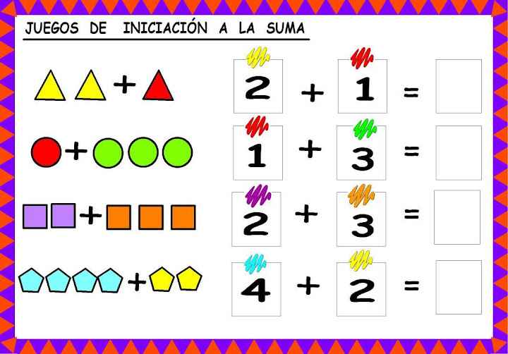 Iniciación a la suma con unas fichas de trabajo - Actividades infantil