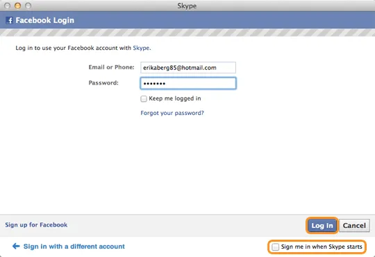 Cómo inicio sesión en Skype para Mac OS X con mi cuenta de Facebook? Cómo inicio sesión en Skype para Mac OS X con mi cuenta de Facebook?