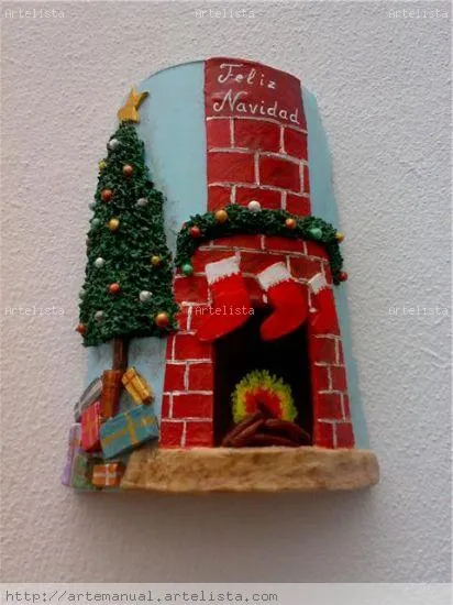 Inma Garrido Ramos.  España. TEJA CHIMENEA DE NAVIDAD.