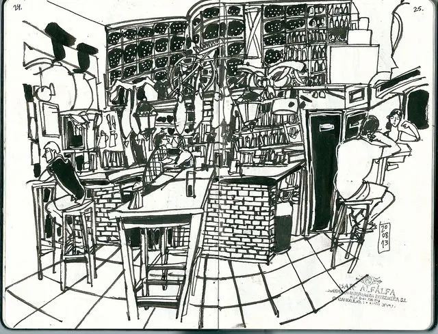 Inma Serrano: Dibujos y Pegoletes — Bar Alfalfa. Sevilla on Flickr.