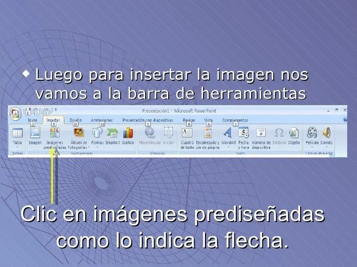Como inserta una imagen prediseñada en power pont