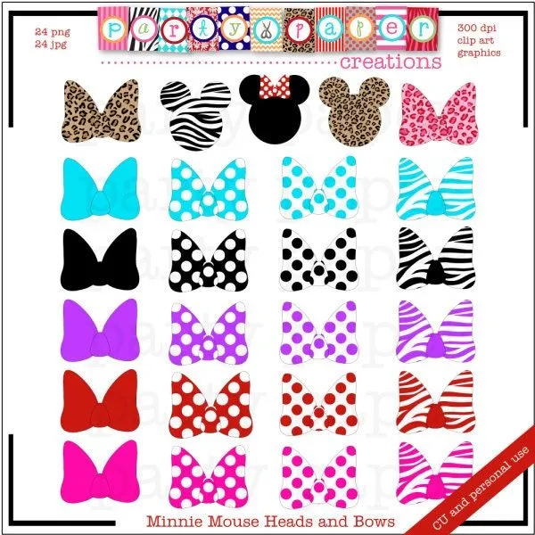 INSTANT DOWNLOAD Minnie Mouse Ears Bows by partypapercreations