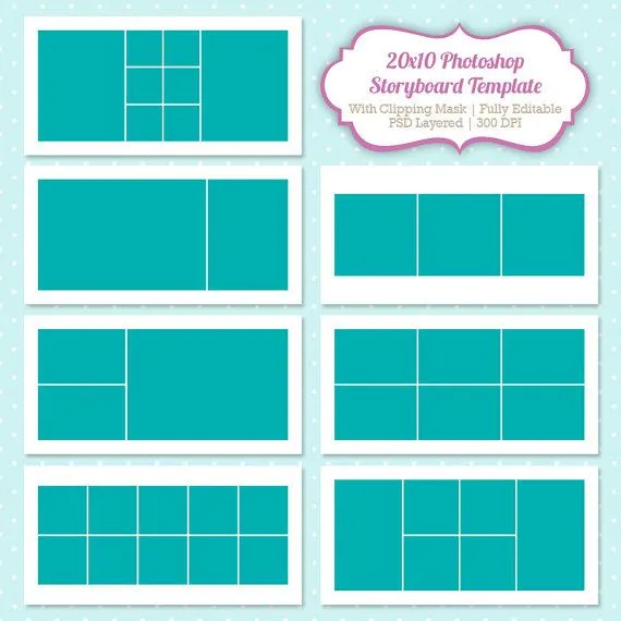 Instant Download Storyboard Photoshop Templates 20x10 Digital ...