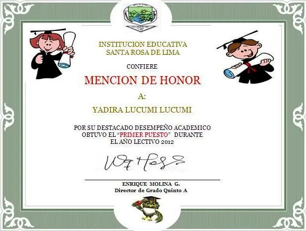 Mención de honor preescolar - Imagui