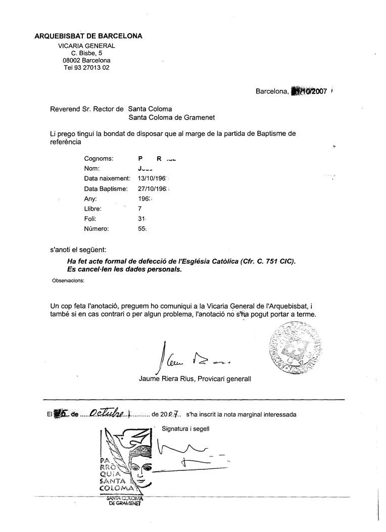 Instrucciones y formulario para apostatar (Web de Pepe Rodríguez) Instrucciones y formulario para apostatar (Web de Pepe Rodríguez)