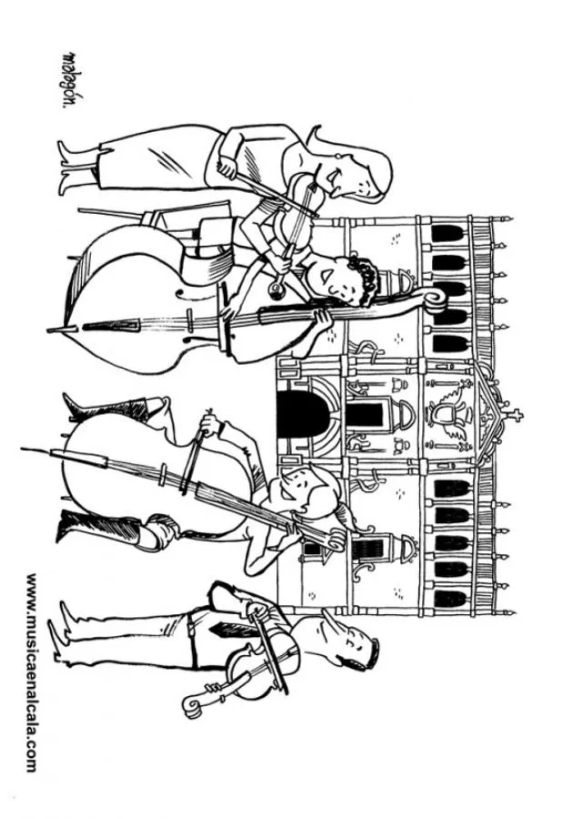 Instrumentos de Música: dibujos para colorear, Cuarteto de cuerda ... Instrumentos de Música: dibujos para colorear, Cuarteto de cuerda ...