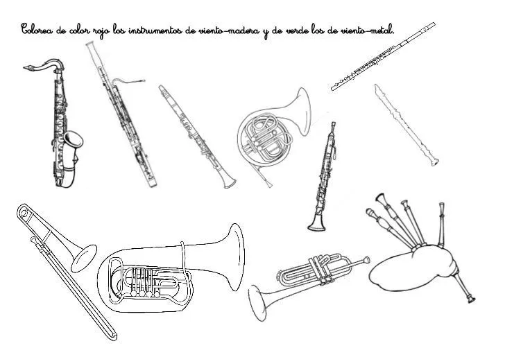 Instrumentos de viento con sus nombres para colorear - Imagui Instrumentos de viento con sus nombres para colorear - Imagui