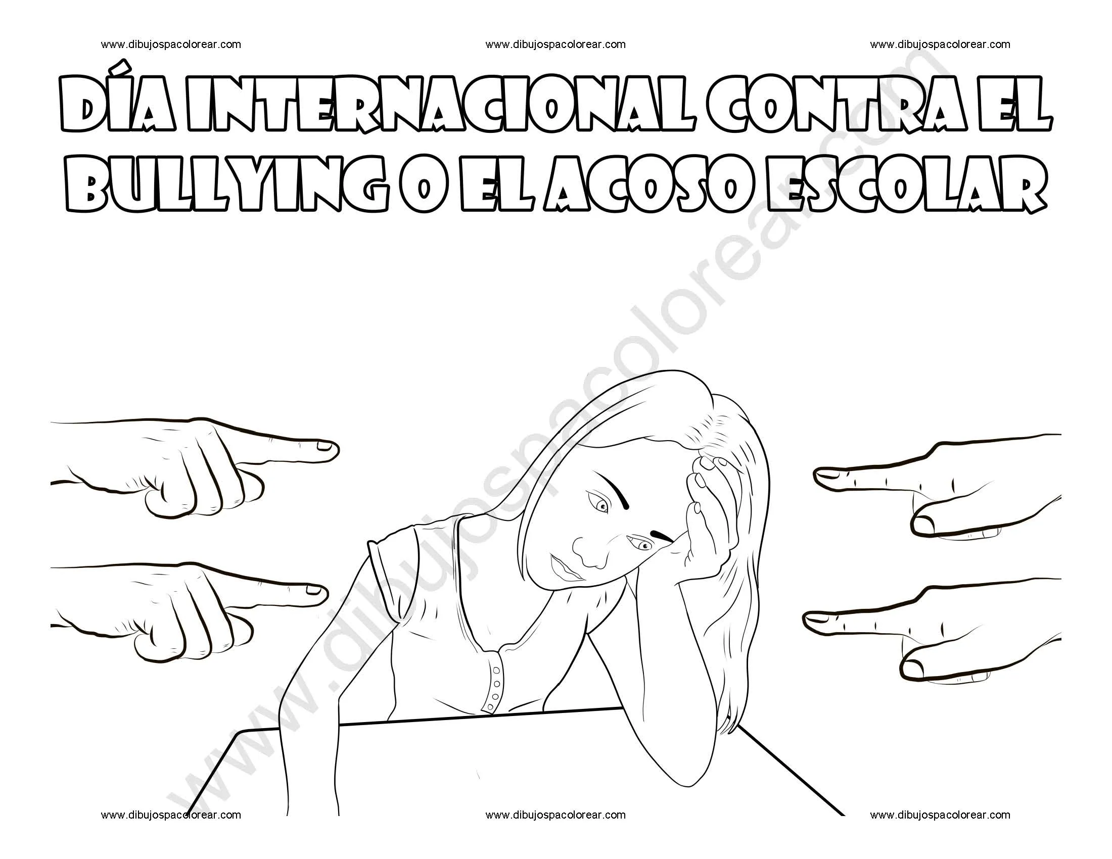 Día Internacional contra el Bullying o el Acoso Escolar dibujo a color y para colorear Día Internacional contra el Bullying o el Acoso Escolar dibujo a color y para colorear