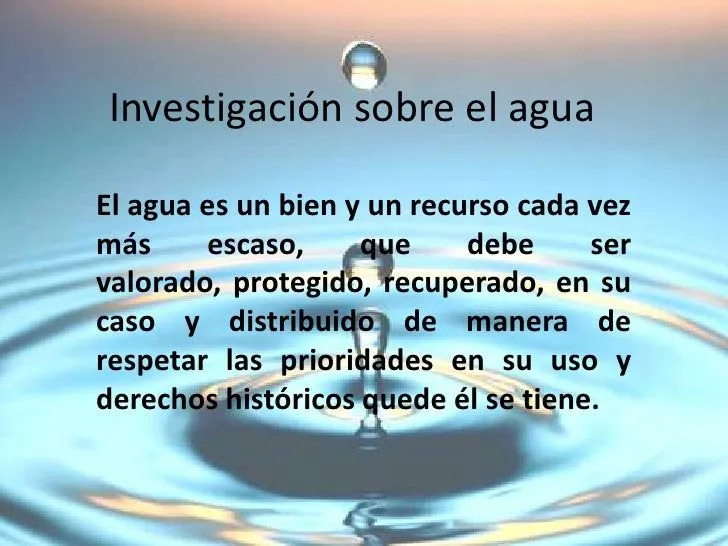 Investigación sobre el agua