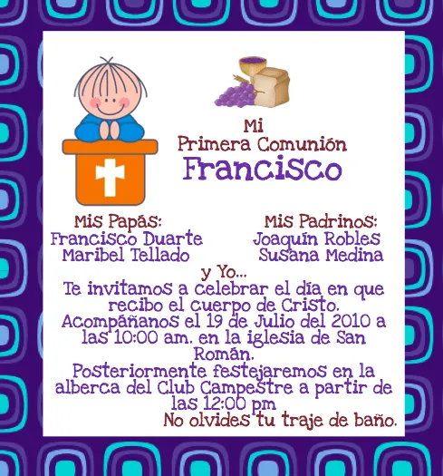 invitaciones primera comunion