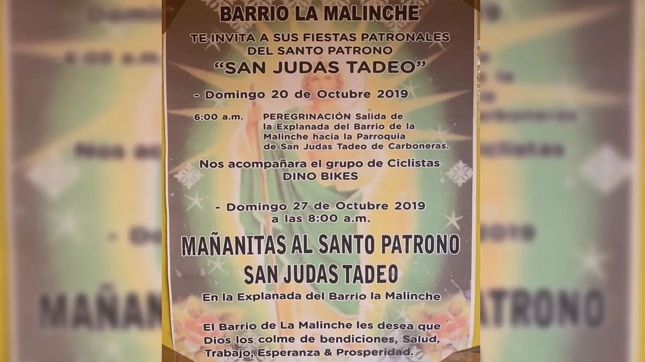 Invita barrio La Malinche a fiesta patronal de San Judas Tadeo Invita barrio La Malinche a fiesta patronal de San Judas Tadeo