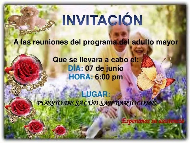 Invitacion para el adulto mayor
