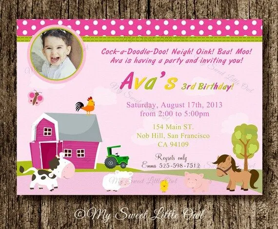 Invitacion animales granja cumpleaños granja por MySweetLittleOwl Invitacion animales granja cumpleaños granja por MySweetLittleOwl