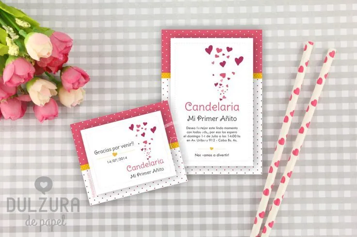 Invitación Primer Añito Corazones #Invitacion #Primer Añito ...