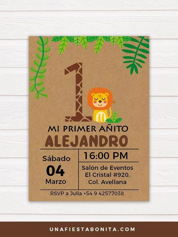 Invitación Primer Añito Safari - Cumpleaños, Descarga Instantánea – Una Fiesta Bonita Invitación Primer Añito Safari - Cumpleaños, Descarga Instantánea – Una Fiesta Bonita