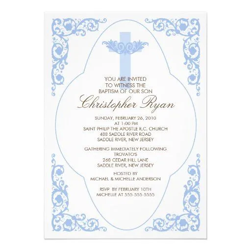 Invitación azul elegante del bautismo de Zazzle.