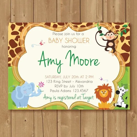 Invitación para Baby Shower. Con animalitos de por AlapipetuaDesign Invitación para Baby Shower. Con animalitos de por AlapipetuaDesign