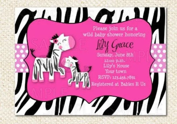 Invitación de baby shower de cebra - Imagui