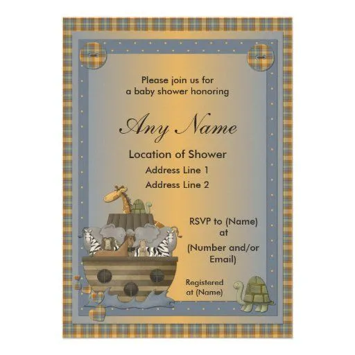 Noah Ark Baby Shower Invitaciones para cualquier evento, Noah Ark ...