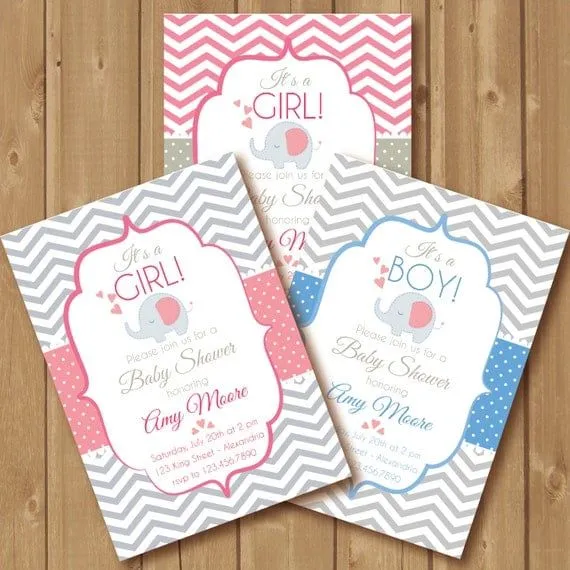 Invitación para Baby Shower. Con elefantes. por AlapipetuaDesign