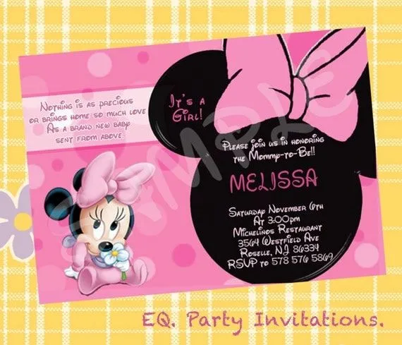 Invitacion baby shower minnie mouse por EqPartyInvitations en Etsy